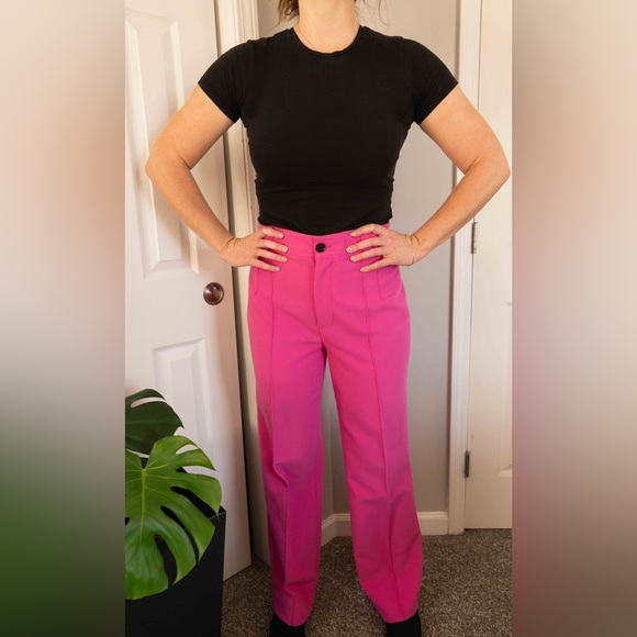 Zara Hot Pink Trousers Pants Size Medium - Picture 4 of 5